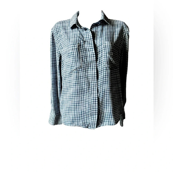 Ladies Cloth & Stone Anthropologie Split Back Collared Shirt Check, Size M - Picture 1 of 8